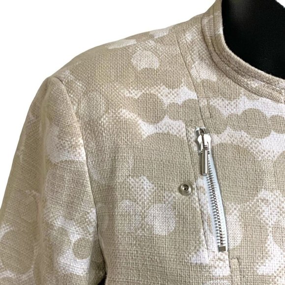 AKRIS Punto Abstract Asymmetric Zip Cotton Crop Jacket - Picture 3 of 11